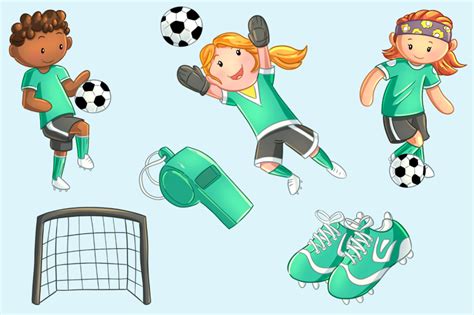 Playing Soccer Clip Art Collection By Keepin' It Kawaii | TheHungryJPEG
