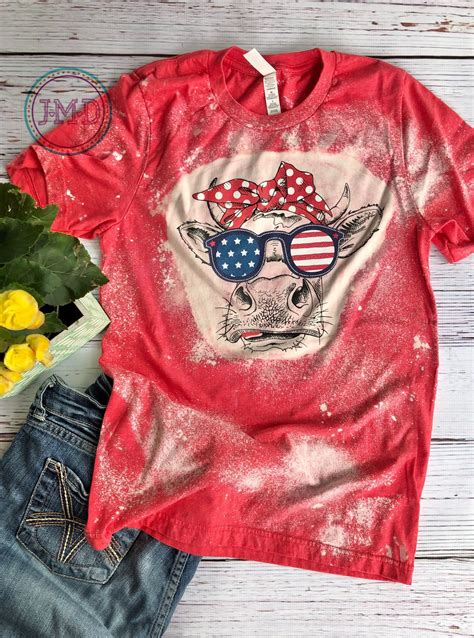 Red White and Blue Shirt USA Bleach T Shirt 4th off July | Etsy