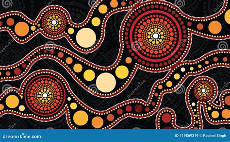 Aboriginal Art Background With Kangaroo. Based On Aboriginal Style Of Vector Painting ...