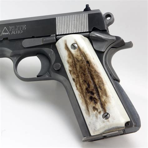 Colt 1911 American Elk Grips Attributes Standard Model Medallions None ...