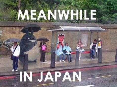 people waiting at a bus stop in the rain with umbrellas over their heads,