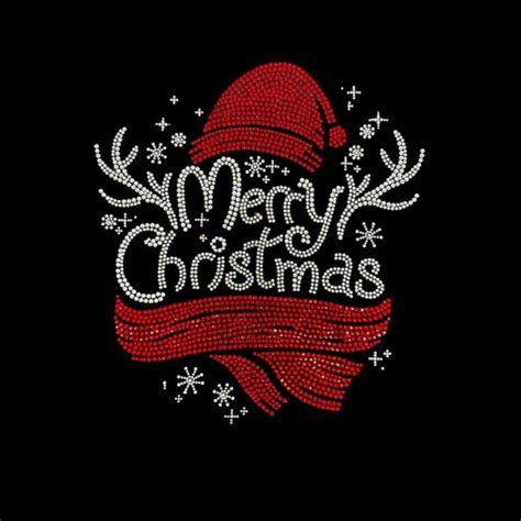 Merry Christmas Rhinestone Heat Transfer Design, Custom Iron on ...