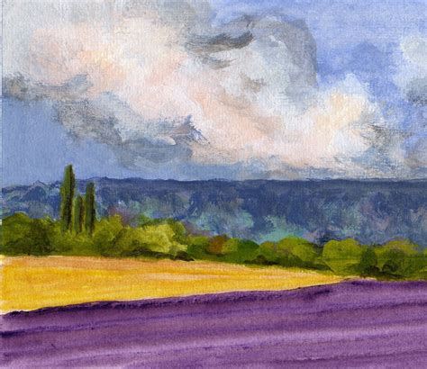 Lavender Fields - Original Painting French Countryside Cypresses Wheatfields and Mountains ...