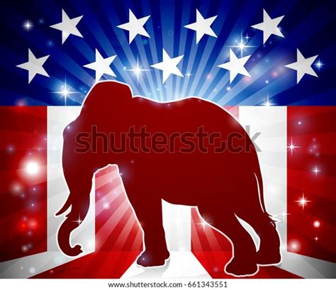 Elephant Silhouette American Flag Background Republican Stock Vector ...