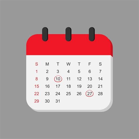 Ilustración de vector de icono de calendario con fechas marcadas ...