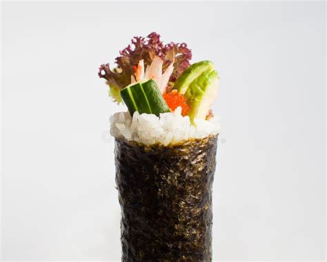 Salmon Avocado Hand Roll Temaki Imagen de archivo - Imagen de comida ...