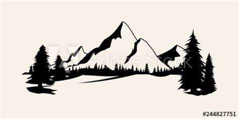 Mountains silhouettes. Mountains vector, Mountains vector of outdoor design elements, Mountain ...