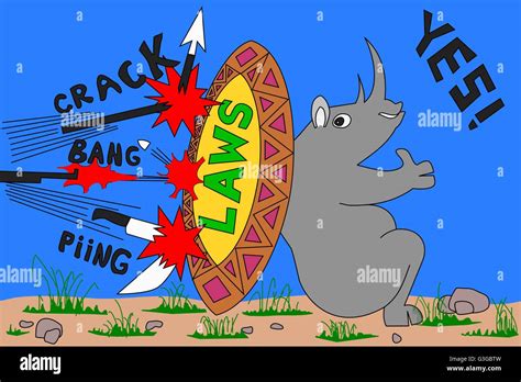 Cartoon of protection and conservation of wildlife against poaching ...