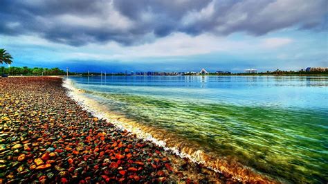 Colorful Stones In Seashore HD Nature Wallpapers | HD Wallpapers | ID #45107