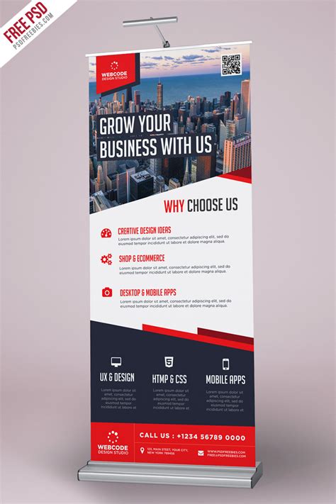 Corporate Advertisement Roll-Up Banner PSD Template | PSDFreebies.com