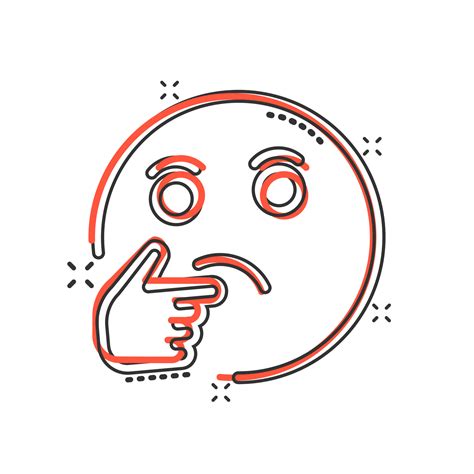 Thinking face icon in comic style. Smile emoticon vector cartoon ...