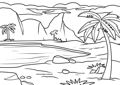 Coloring page oasis in the desert | Download coloring page for free