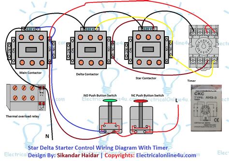 Star Delta Starter Wiring Diagram 3 phase With Timer