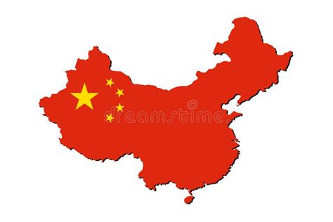 Illustrated map of China stock illustration. Illustration of stars - 231781348