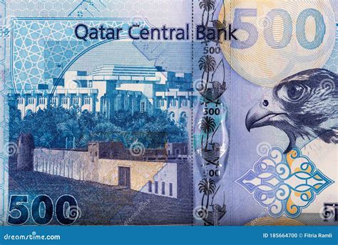 Qatar currency close up stock photo. Image of monetary - 185664700