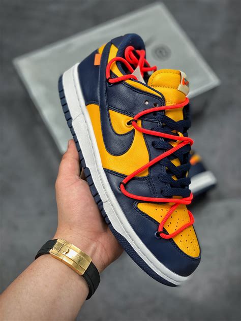 Nike Dunk Low Off White University Gold Midnight Navy