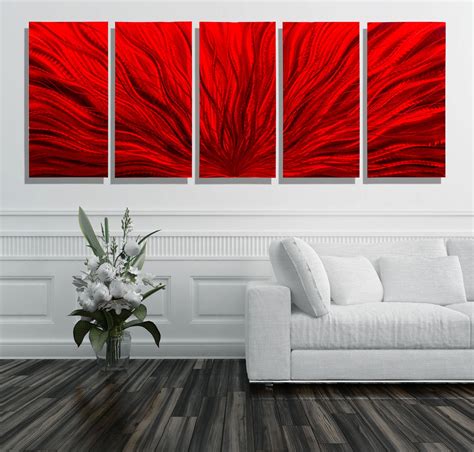 Large Red Modern Metal Wall Art Multi Panel Wall Art Office | Etsy