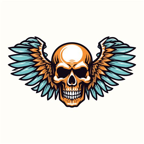 skull wings illustration hand drawn logo design 25917270 Vector Art at Vecteezy