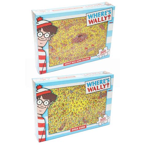 WHERE'S WALLY 2x 300pc Where's Wally Game Players/Gold Rush 61cm Jigsaw ...