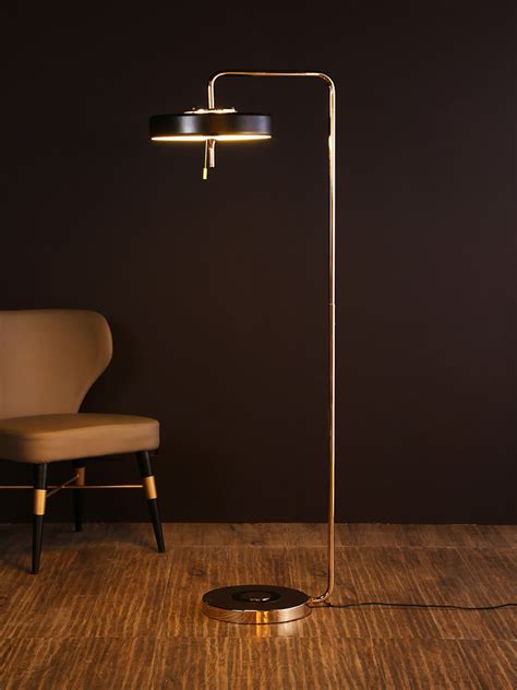 Revolve Black Gold Floor Lamp | Buy Modern Floor Lamps Online India – Jainsons Emporio