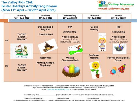 EASTER HOLIDAY Club Activities 2022 – Happy Easter!!! – from the Valley ...