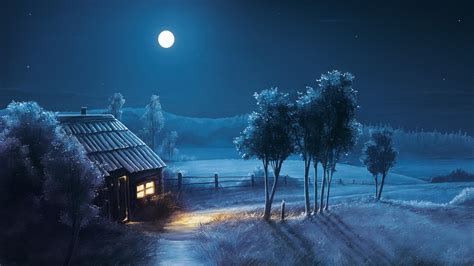 1920x1080 Landscape Night Moon Stars Laptop Full HD 1080P HD 4k Wallpapers, Images, Backgrounds ...