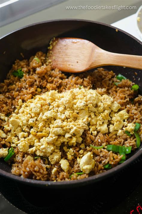 Easy Soy Sauce “Egg” Fried Rice - The Foodie Takes Flight