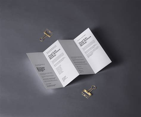 Four-fold Brochure with Metal Clips Mockup - Mockup World