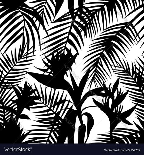 Black white seamless tropical jungle Royalty Free Vector