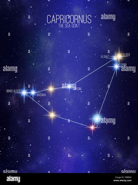 Capricornus el mar cabra constelación zodiacal mapa sobre un espacio ...