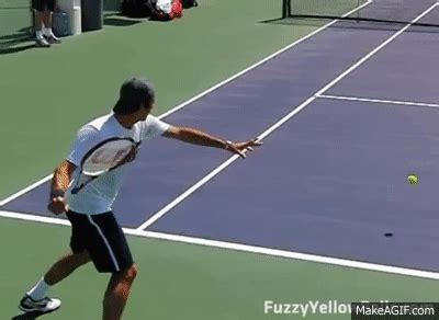 Roger Federer Return and Inside-Out Forehand in Slow Motion on Make a GIF