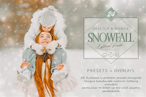 24 Snowfall Lightroom Presets, Snow Overlay Preset, Winter - FilterGrade