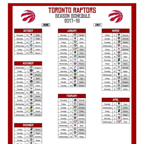 Toronto Raptors Schedule Calendar - Ursa Adelaide