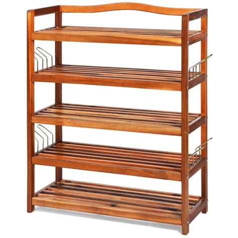 Costway 5-tier Wood Shoe Rack Freestanding Shoe Storage Organizer Heavy-duty : Target