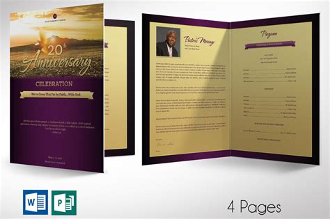 Church Anniversary Program Large Word Publisher Template