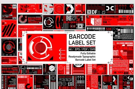 Shipping barcode label set | Illustrations ~ Creative Market