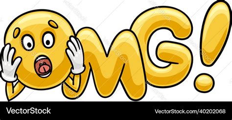 Oh my god omg text with a smiley face Royalty Free Vector