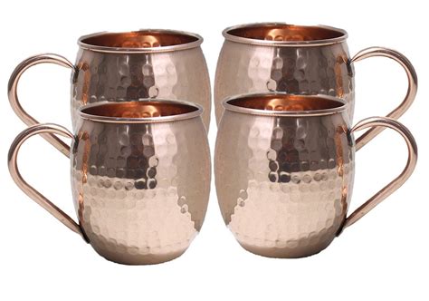 Copper Moscow Mule Mug 100% Pure Solid Copper Mugs Cups Unlined 16 Oz set of 4 - Mugs