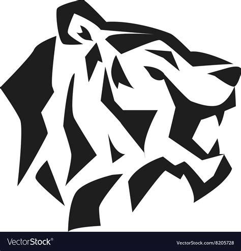 Tiger face head silhouette wild animal Royalty Free Vector