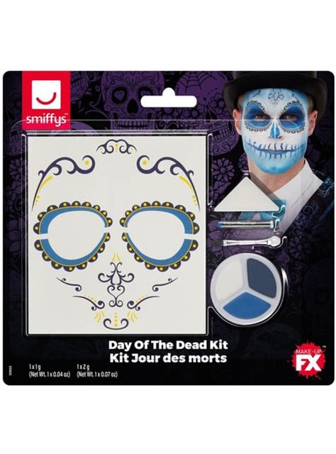 Mexican Catrina Makeup Kit for Men in Blue. The coolest | Funidelia