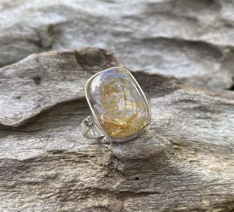 Golden Rutilated Quartz Ring - size 9 - UnderArt Gallery | Gemstone | Jewellery