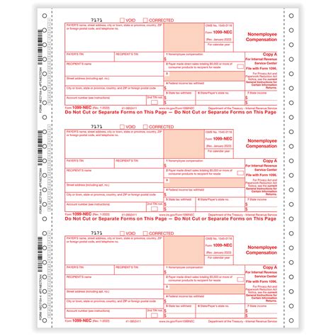 1099-NEC Continuous 1" Wide 4-Part | Formstax