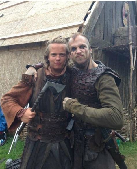 Gustaf Skarsgård and little brother Valter on the set of Vikings (probably season 3?) : r ...