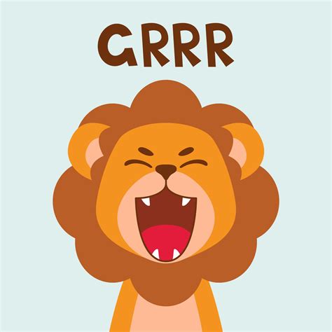 Flat cute lion open mouth roar. Trendy Scandinavian style. Cartoon animal character vector ...