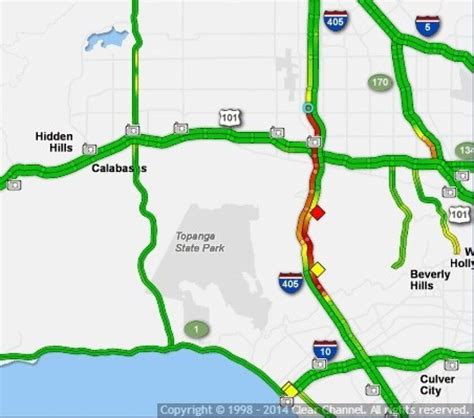 Traffic jammed on 405 Freeway through Sepulveda Pass after fatal crash ...