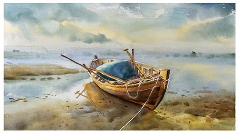 Watercolor painting - Fishing boat on the Beach - YouTube | Watercolor paintings, Fishing boats ...