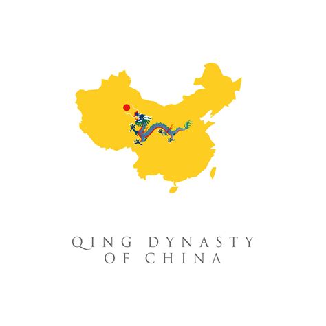 Historical flag of Empire of China. Qing Dynasty Flag Map isolated on ...