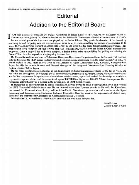 Editorial: Addition to the Editorial Board | IEEE Journals & Magazine ...