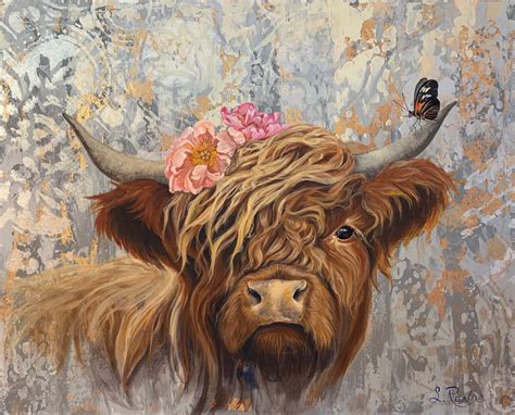 Highland Hippie Cow Painting Art Print | Etsy