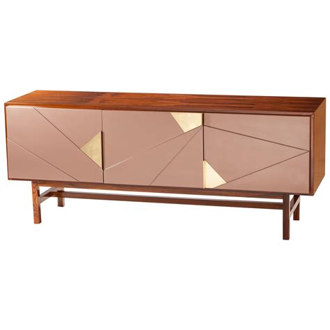 Contemporary Sideboard in Lacquered Wood and Brass Detailing. For Sale at 1stDibs